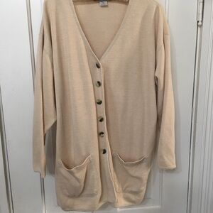 Express Beige Button-Up Cardigan